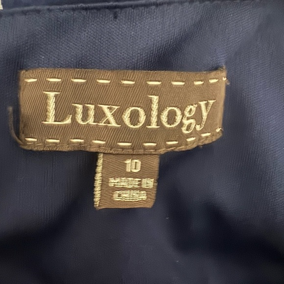 Luxology Striped Wide-Leg Jumpsuit - Navy/White - Size 10 - New with Tags - Picture 3 of 3